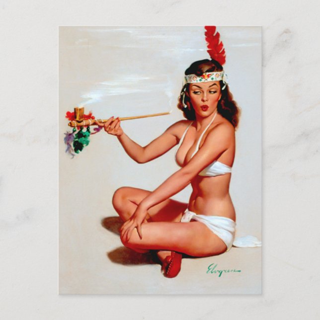 Peace Pipe Pin Up Postcard (Front)