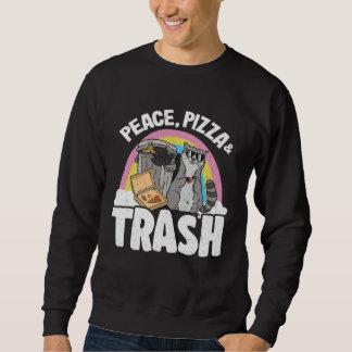 Peace, Pizza & Trash Can Rainbow Raccoon 3 Sweatshirt