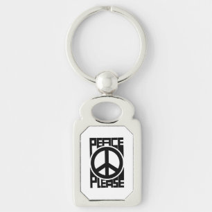 Peace Please Black Lettering Key Ring