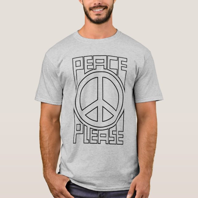 Peace Please Black Outline Lettering T-Shirt (Front)