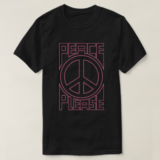 Peace Please Pink Outline Lettering T-Shirt