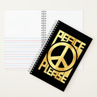 Peace Please Soft Gold Lettering Notebook