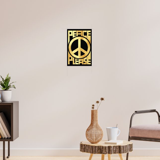 Peace Please Soft Gold Lettering Poster (Living Room 3)