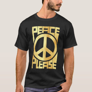 Peace Please Soft Gold Lettering T-Shirt