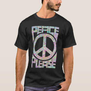 Peace Please Trippy Color Lettering T-Shirt