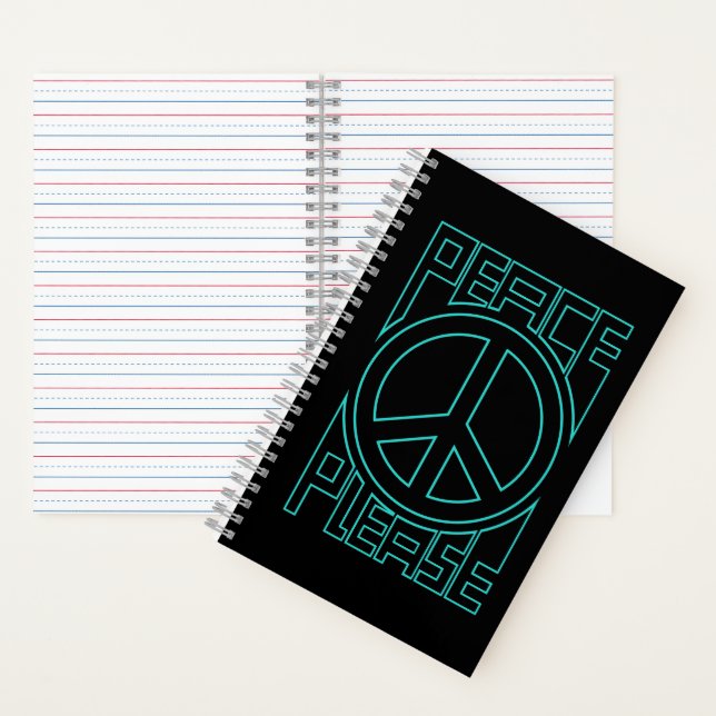 Peace Please Turquoise Outline Lettering Notebook (Inside)