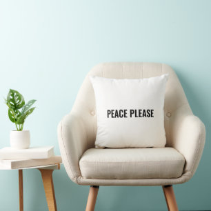 Peace please white black custom text minimalist cushion