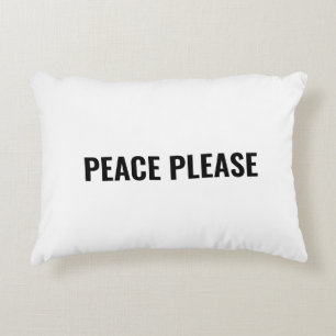 Peace please white black custom text minimalist decorative cushion
