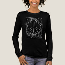 Peace Please White Outline Lettering