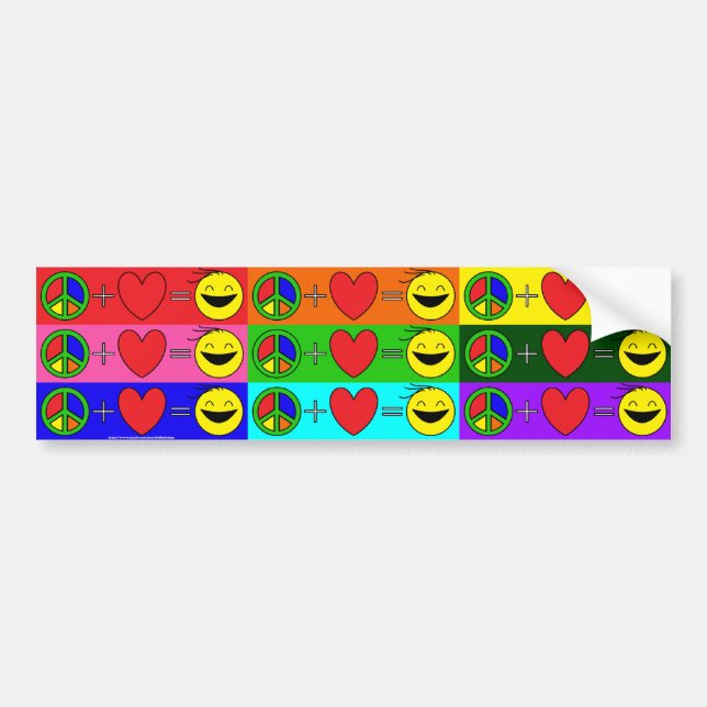 Peace Plus Love Equals Happiness (rainbow Bumper Sticker (Front)