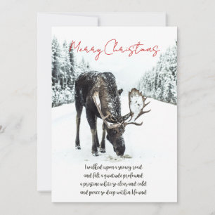 Peace Poem with Moose in Winter Snow Holiday Card