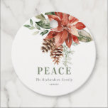 Peace Poinsettia Bunch Watercolor Pine Christmas Favour Tags<br><div class="desc">If you need any further customisation please feel free to message me on yellowfebstudio@gmail.com.</div>