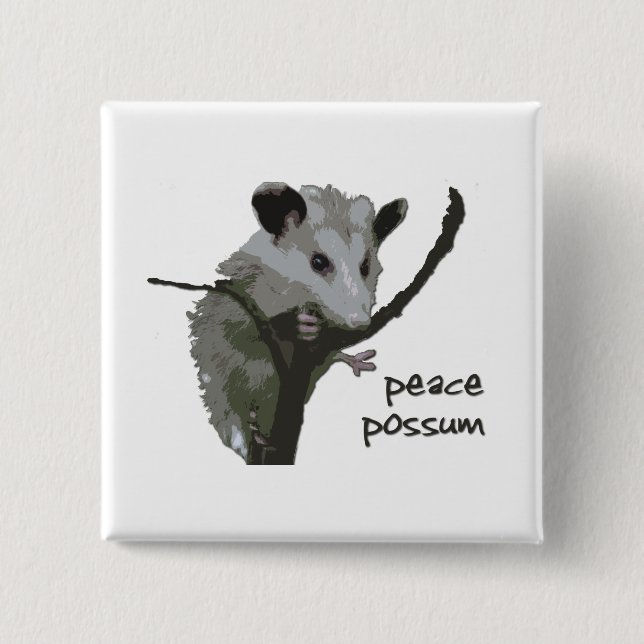 Peace Possum 15 Cm Square Badge (Front)