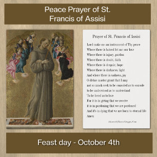 Peace Prayer St. Francis Prayer Card