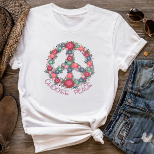 Peace Pretty Floral Retro Boho Inspirivity  T-Shirt