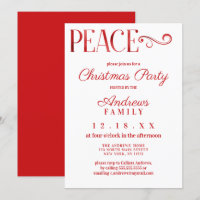 Peace Quote White Red Foil Simple Christmas