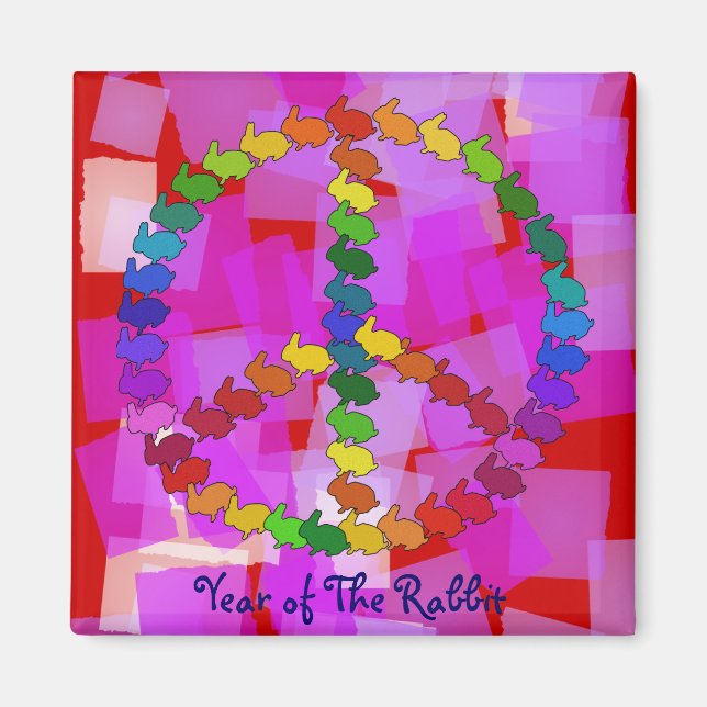 Peace Rabbits Magnet (Front)