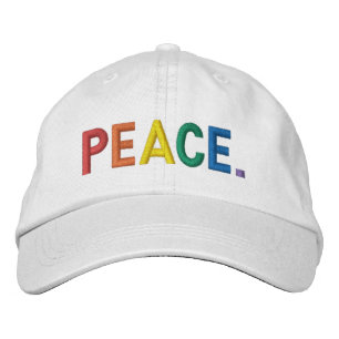 Peace rainbow colors typography lgbtq pride embroidered hat