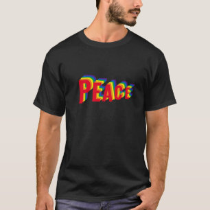 Peace rainbow modern shadow typography pride T-Shirt