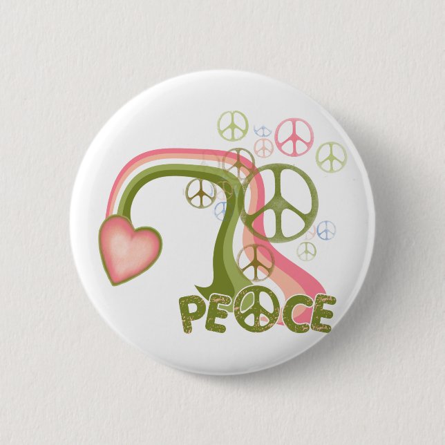 Peace Rainbow Retro Buttons (Front)