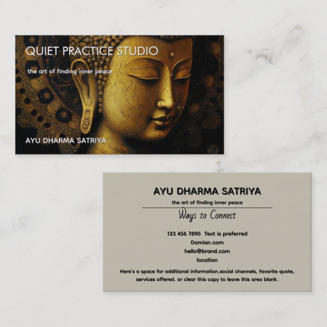 PEACE REMEMBERED | MEDITATION PORTRAIT BUSINESS CARD (Front/Back)
