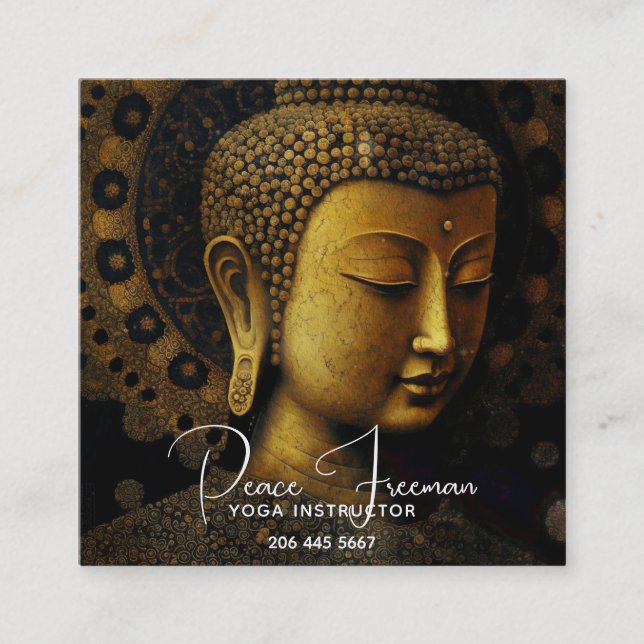 PEACE REMEMBERED | MEDITATION PORTRAIT SQUARE BUSINESS CARD (Front)