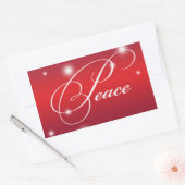 PEACE ribbon script snow glow red large gift tag (Envelope)