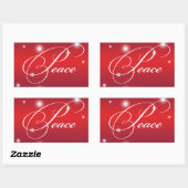 PEACE ribbon script snow glow red large gift tag (Sheet)