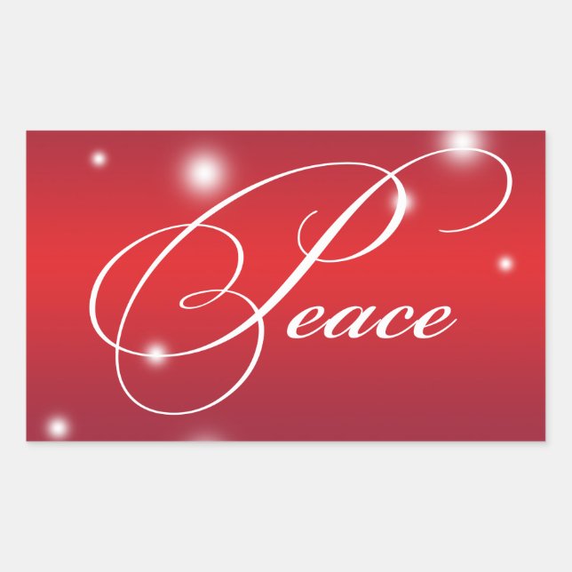 PEACE ribbon script snow glow red large gift tag (Front)