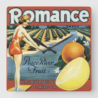 Peace River Fruit Co Crate Label Square Wall Clock