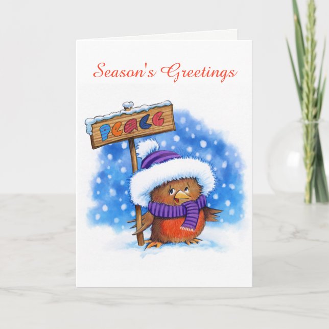 Peace Robin cute christmas card (Front)