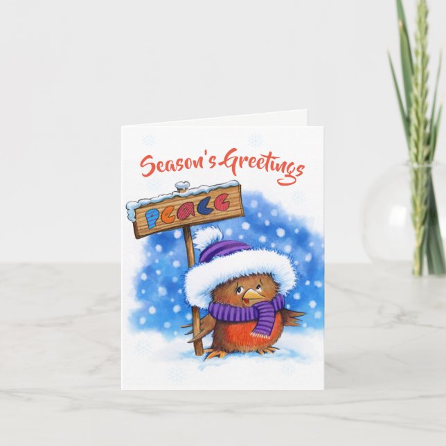 Peace Robin cute christmas card (Front)