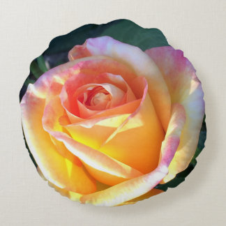 Peace Rose Throw Pillow Pink Coral Yellow