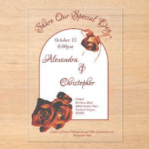 Peace Rose Wedding  Acrylic Invitations