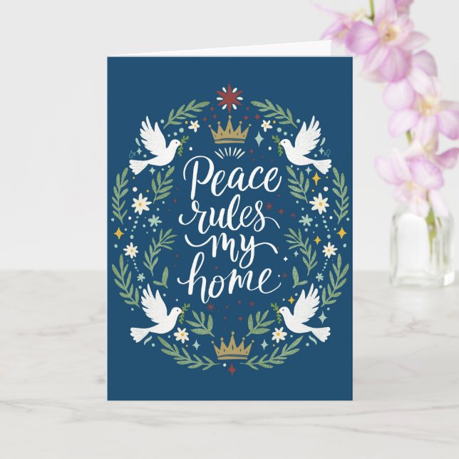 Peace Rules My HomeFolded Greeting Card (Orchid)