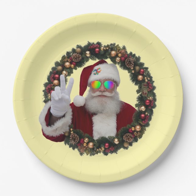 Peace Santa Wreath Plate (Front)
