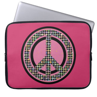 PEACE SEQUINED PINK Laptop Sleeve