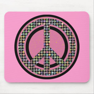 PEACE SEQUINED PINK MOUSE PAD