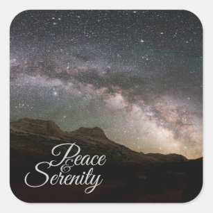 Peace & Serenity Mountain Night Sky Square Sticker