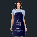 PEACE | Shalom Hebrew | שלום | Scripture Apron<br><div class="desc">Simple, elegant Apron with the word PEACE written in Hebrew, plus placeholder Scripture verse. All text is CUSTOMIZABLE, so you can personalise by, for example, replacing the Scripture with your name or favourite message. At the top there is a CUSTOMIZABLE MONOGRAM, which you can replace with your own. Ideal gift...</div>