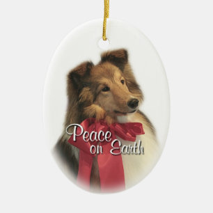 Peace Sheltie Ceramic Tree Decoration