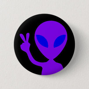 Peace Sign Alien 6 Cm Round Badge