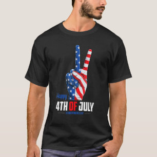 Peace Sign American Flag 4th Of July Men Women Ind T-Shirt