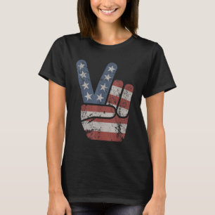 Peace Sign American Flag Vintage USA T-Shirt