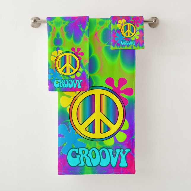 Peace Sign  Bath Towel Set (Insitu)