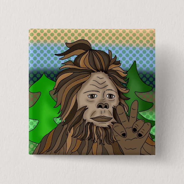 Peace Sign Bigfoot Sasquatch   15 Cm Square Badge (Front)