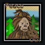 Peace Sign Bigfoot Sasquatch Peace Out<br><div class="desc">Hand drawn retro pop art Sasquatch or Bigfoot doing a peace sign. Peace out quote.</div>
