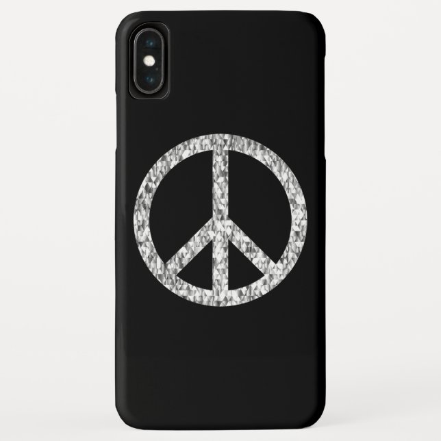 Peace Sign Black Silver Glitter Chic Case-Mate iPhone Case (Back)