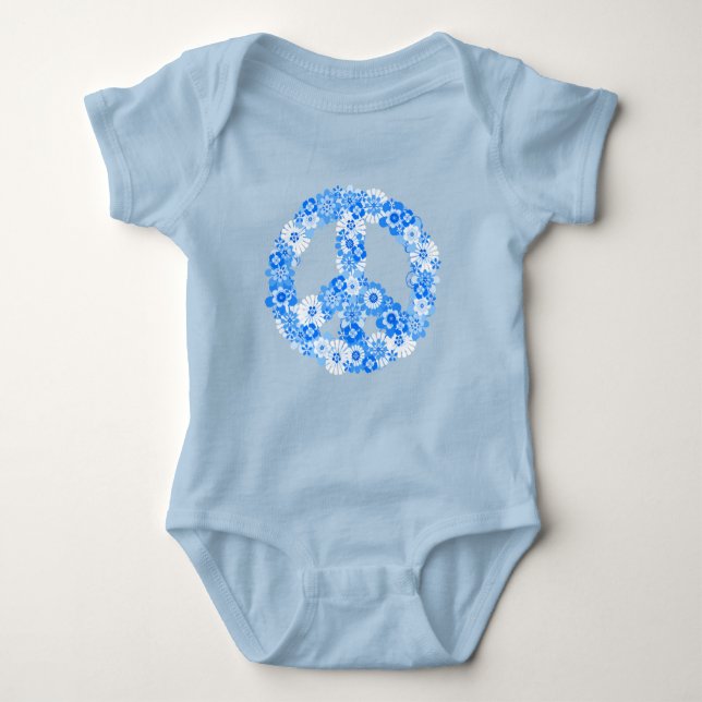 Peace Sign Blue Baby Bodysuit (Front)