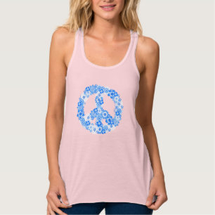 Peace Sign Blue Singlet